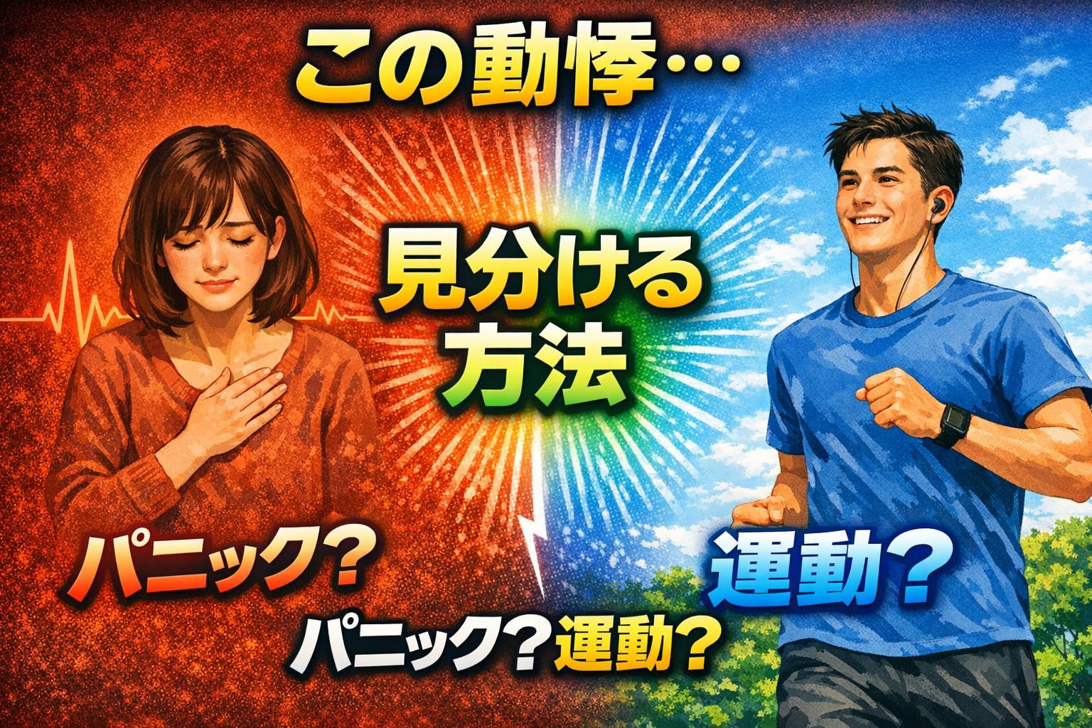 動悸がパニック発作か運動かを見分けるための比較